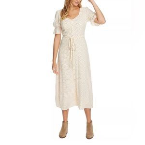 NWT  1.STATE Scatter Dot Puff Sleeve Midi Dress